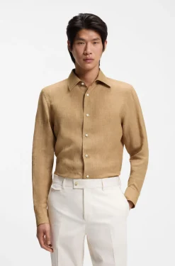 Slim-fit shirt in Italian-made linen