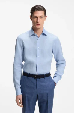 Slim-fit shirt in Italian-made linen