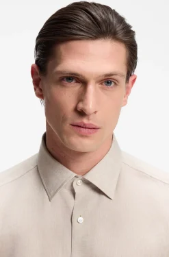 Slim-fit shirt in Italian-made linen