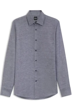 Slim-fit shirt in linen-blend twill