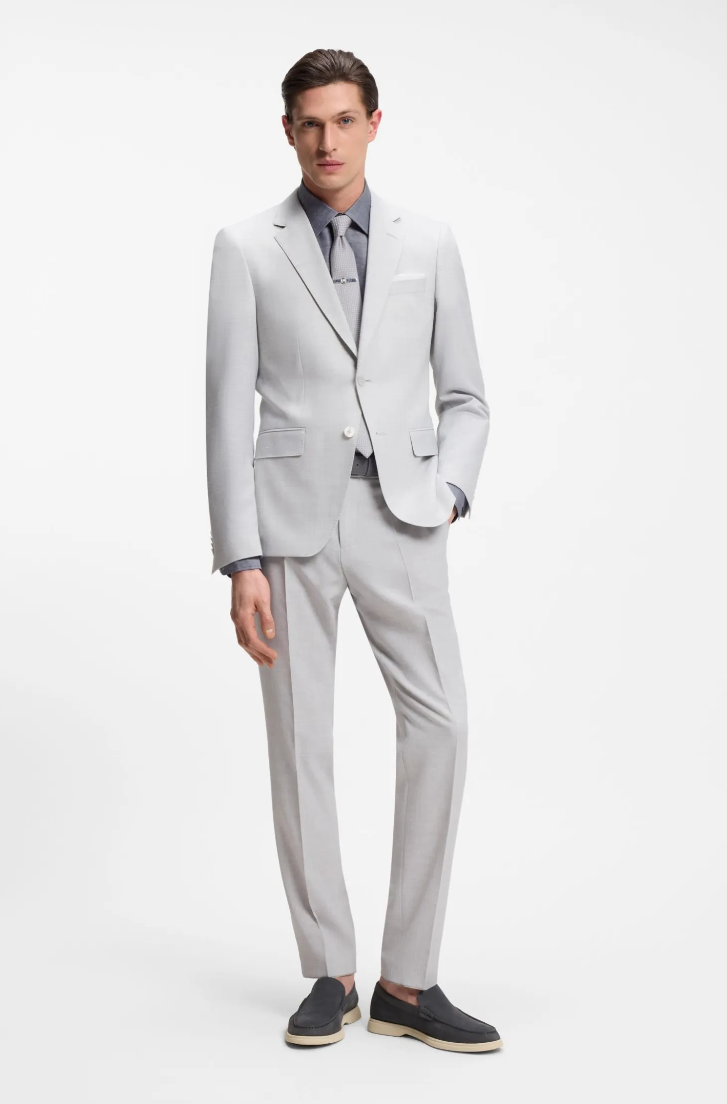 Slim-fit shirt in linen-blend twill