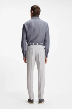 Slim-fit shirt in linen-blend twill