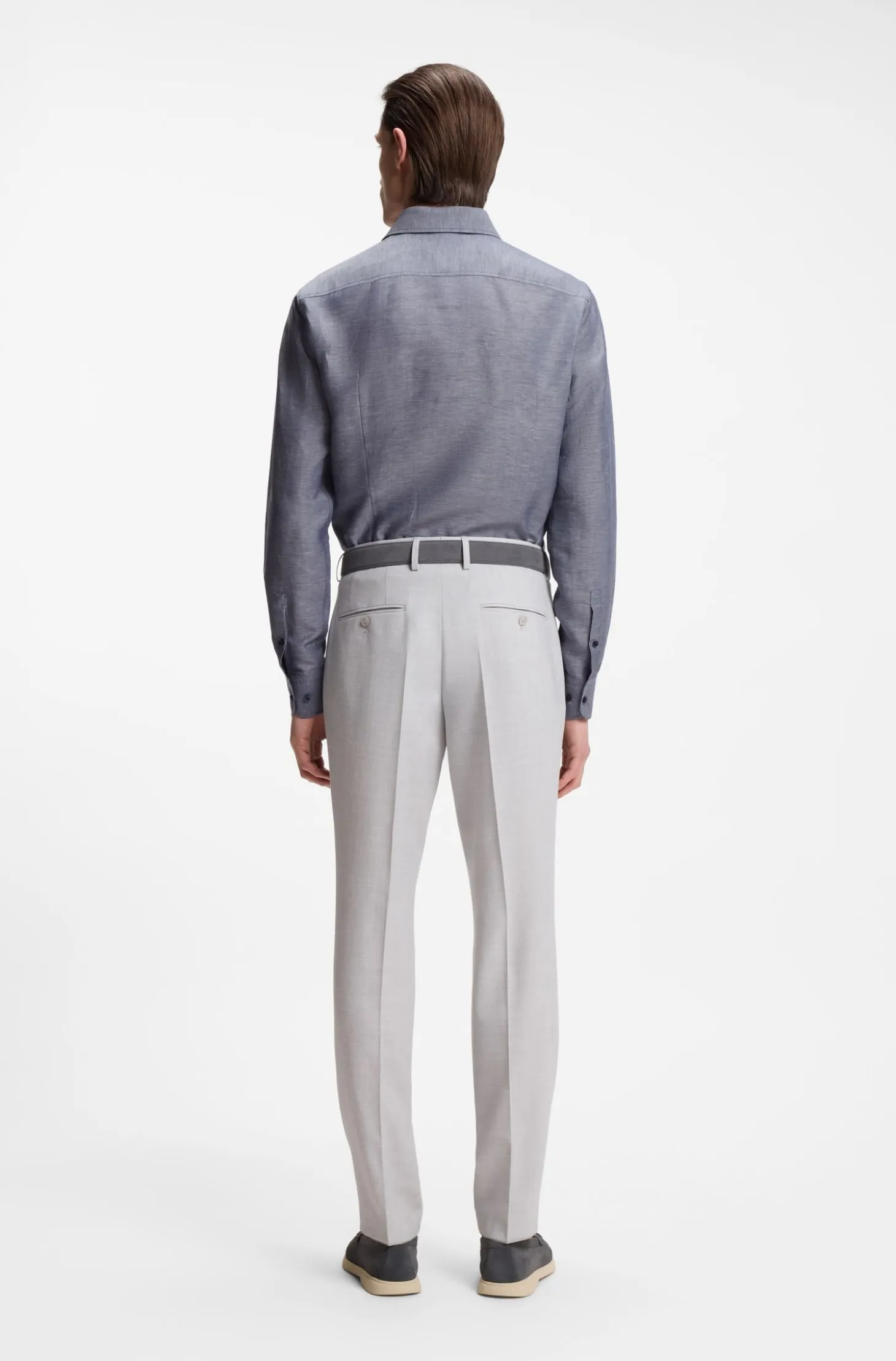 Slim-fit shirt in linen-blend twill