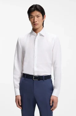 Slim-fit shirt in linen-blend twill