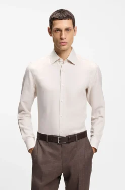 Slim-fit shirt in linen-blend twill