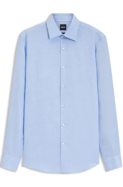 Slim-fit shirt in linen-blend twill