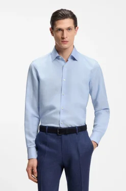 Slim-fit shirt in linen-blend twill