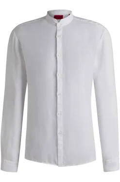 Slim-fit shirt in linen canvas