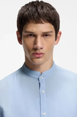 Slim-fit shirt in linen canvas