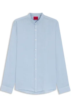 Slim-fit shirt in linen canvas