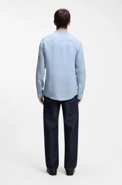 Slim-fit shirt in linen canvas