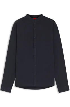 Slim-fit shirt in linen canvas