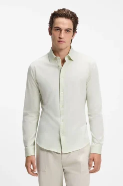 Slim-fit shirt in melange cotton jersey