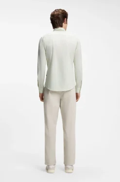 Slim-fit shirt in melange cotton jersey