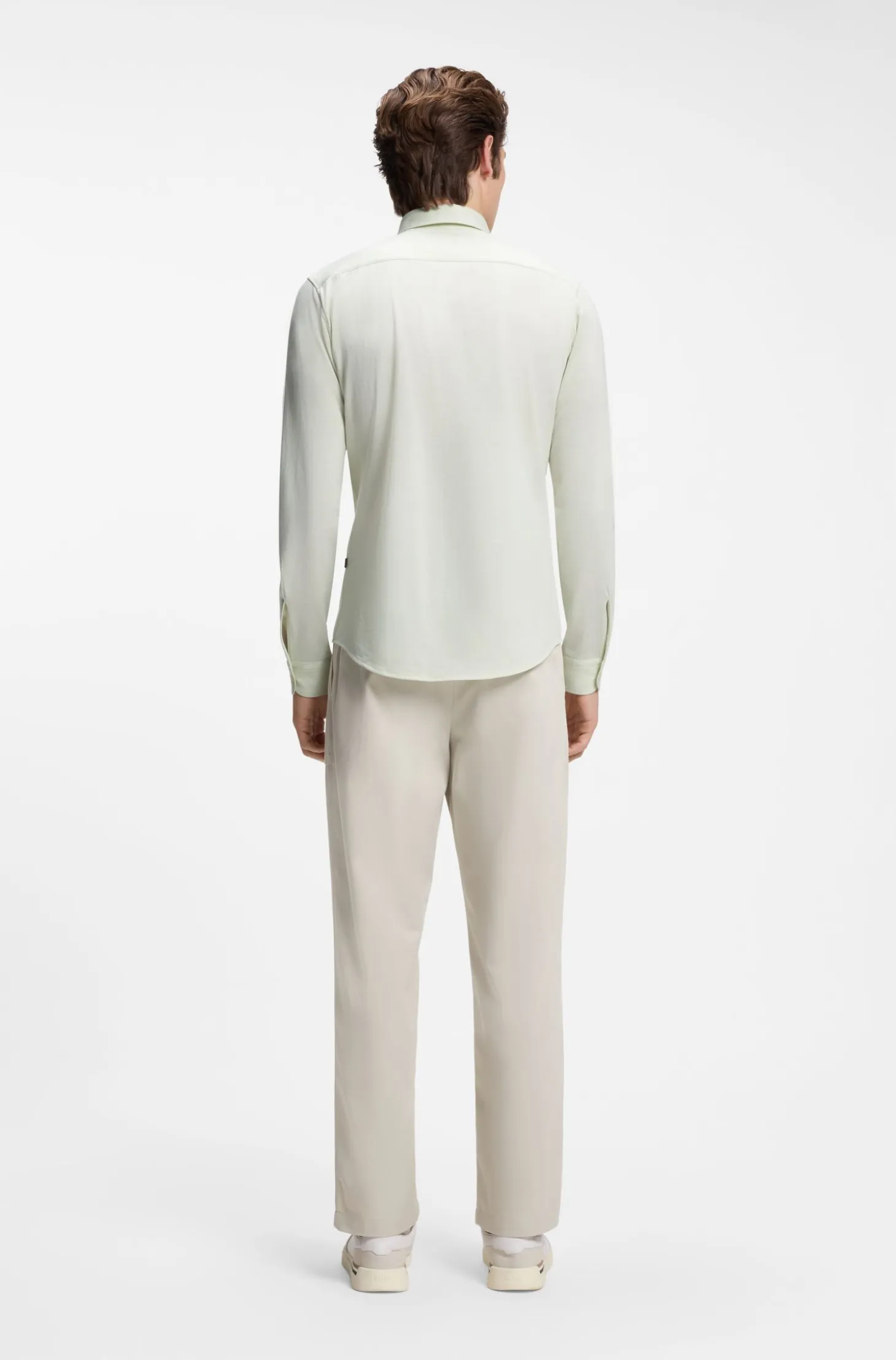 Slim-fit shirt in melange cotton jersey