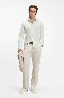 Slim-fit shirt in melange cotton jersey