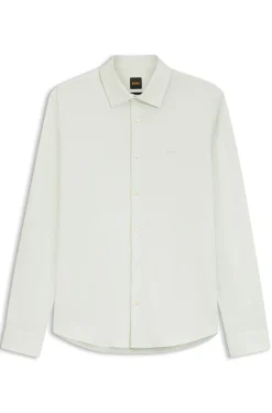 Slim-fit shirt in melange cotton jersey