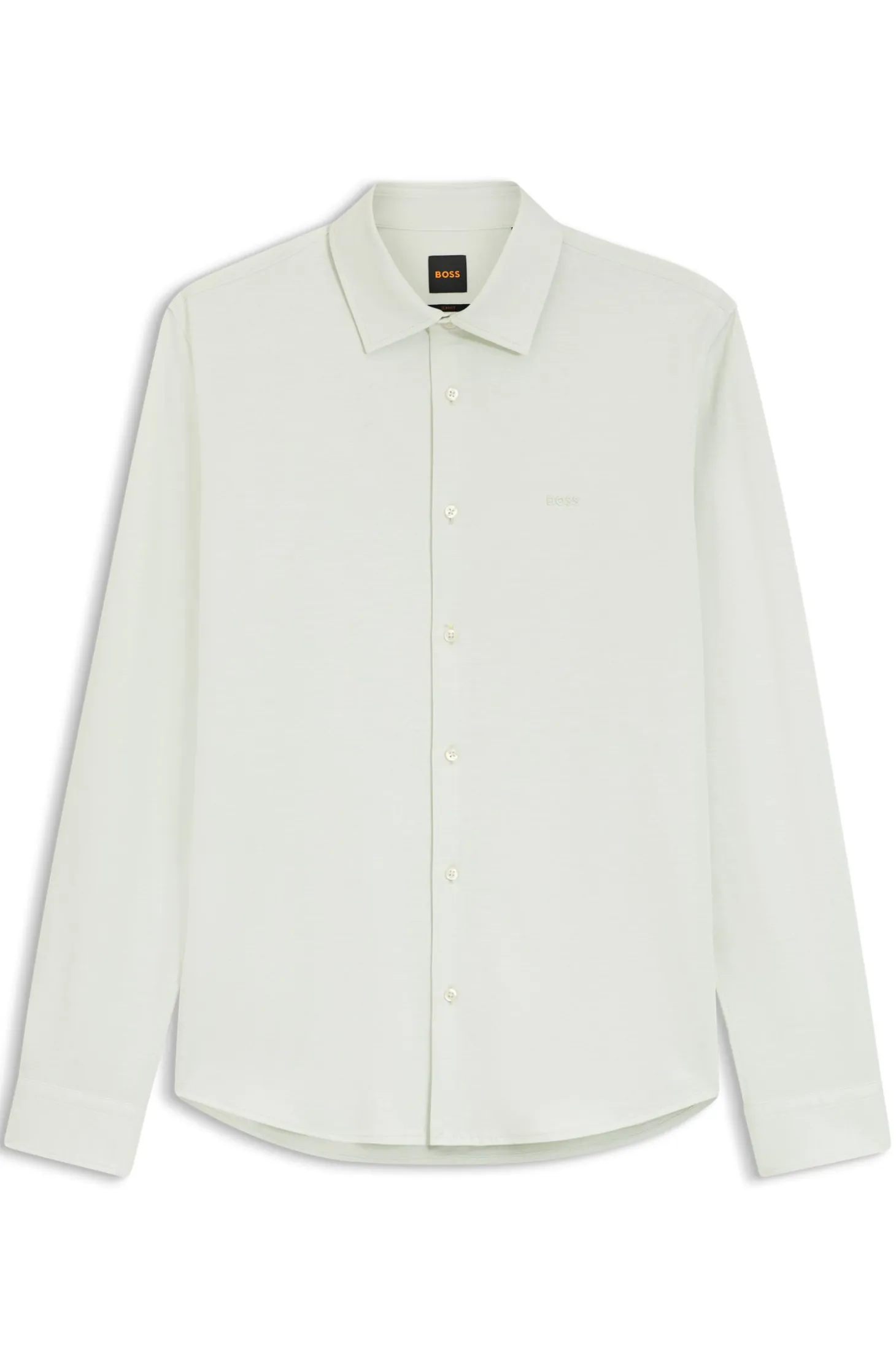 Slim-fit shirt in melange cotton jersey