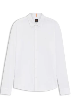 Slim-fit shirt in melange cotton jersey
