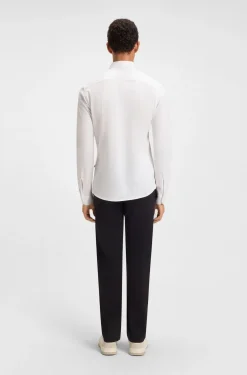 Slim-fit shirt in melange cotton jersey