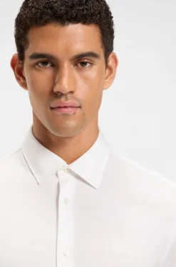 Slim-fit shirt in melange cotton jersey