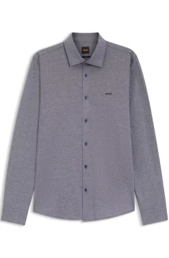 Slim-fit shirt in melange cotton jersey