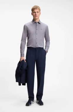 Slim-fit shirt in melange cotton jersey