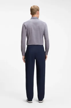Slim-fit shirt in melange cotton jersey