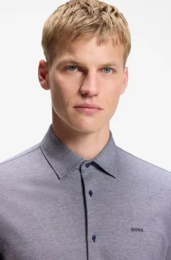 Slim-fit shirt in melange cotton jersey