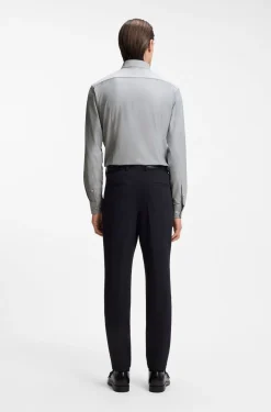 Slim-fit shirt in mouliné performance-stretch jersey