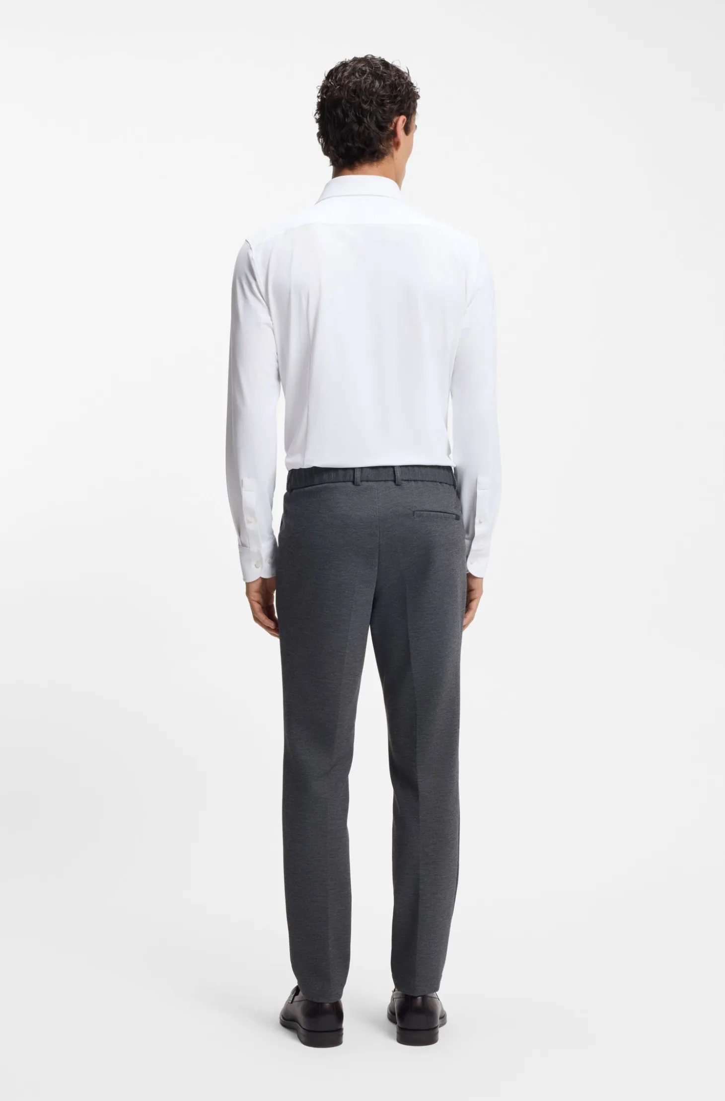 Slim-fit shirt in performance-stretch structured jersey