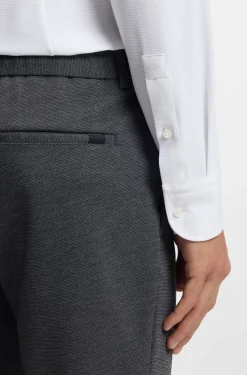 Slim-fit shirt in performance-stretch structured jersey
