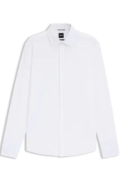 Slim-fit shirt in performance-stretch structured jersey
