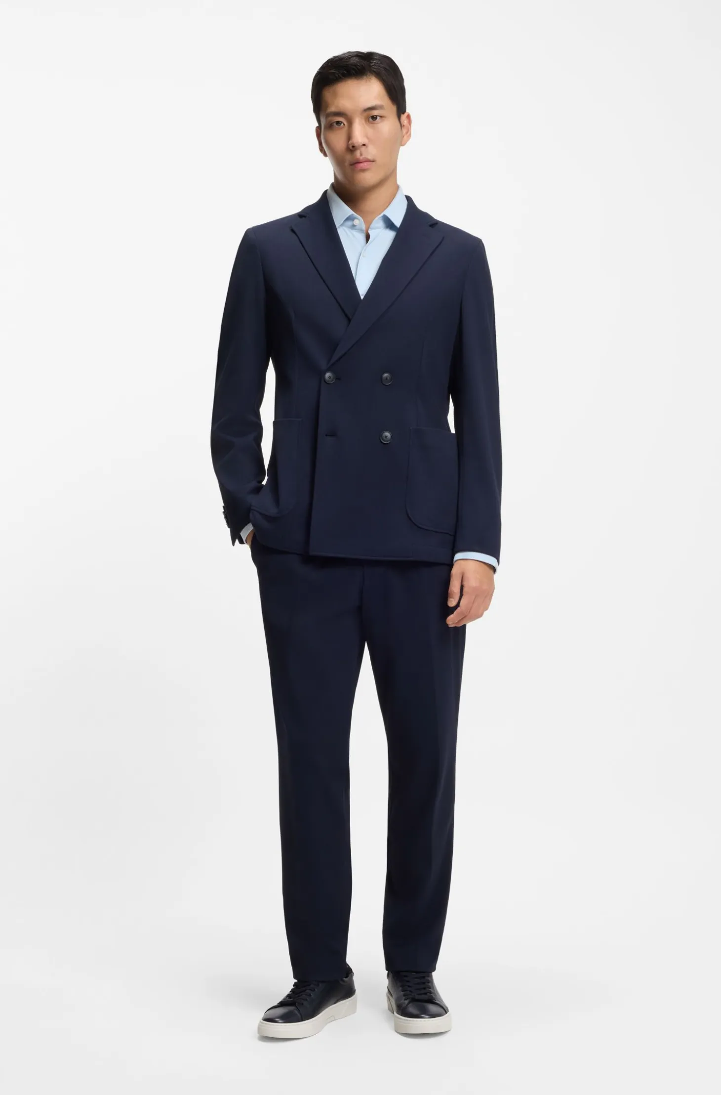 Slim-fit shirt in performance-stretch structured jersey