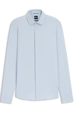 Slim-fit shirt in performance-stretch structured jersey
