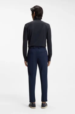 Slim-fit shirt in performance-stretch structured jersey