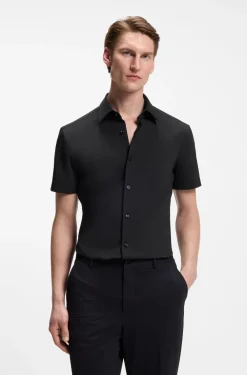Slim-fit shirt in performance-stretch jersey