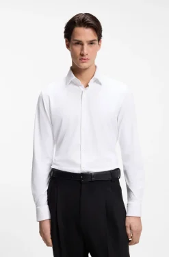 Slim-fit shirt in performance-stretch jersey