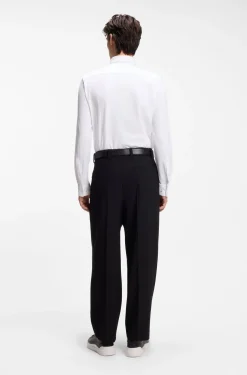 Slim-fit shirt in performance-stretch jersey