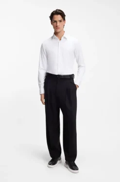 Slim-fit shirt in performance-stretch jersey