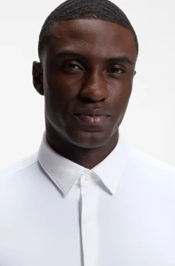 Slim-fit shirt in performance-stretch jersey