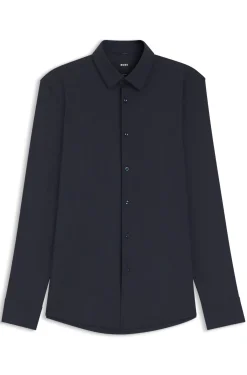 Slim-fit shirt in performance-stretch jersey