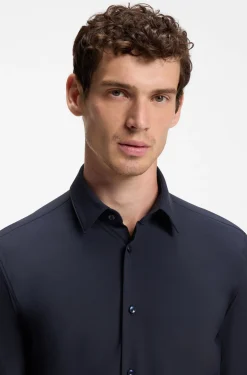 Slim-fit shirt in performance-stretch jersey