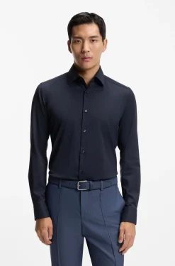 Slim-fit shirt in performance-stretch twill