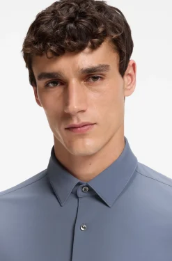 Slim-fit shirt in performance-stretch jersey
