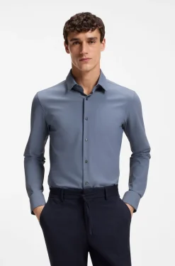 Slim-fit shirt in performance-stretch jersey