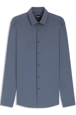 Slim-fit shirt in performance-stretch jersey