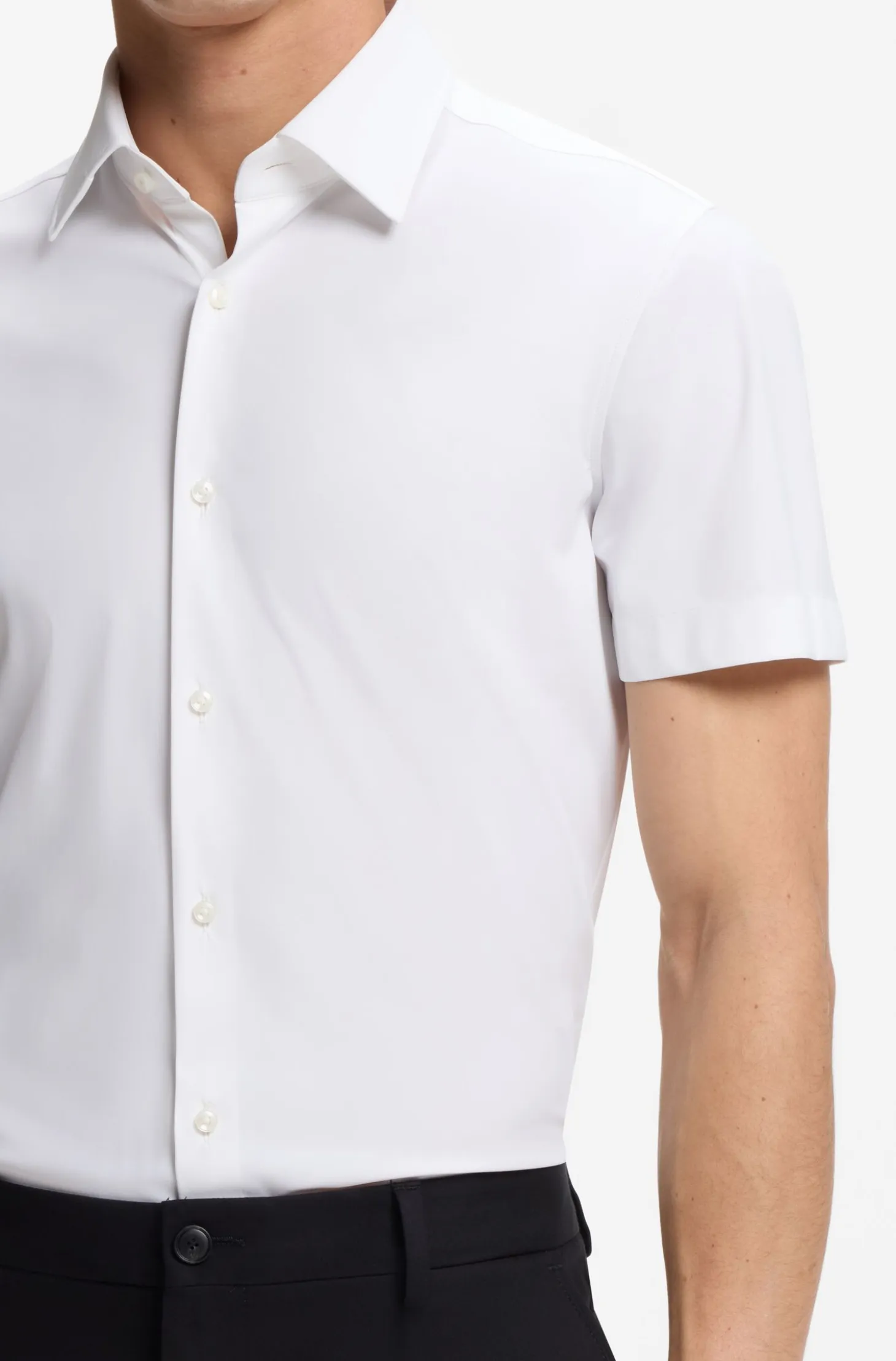 Slim-fit shirt in performance-stretch jersey