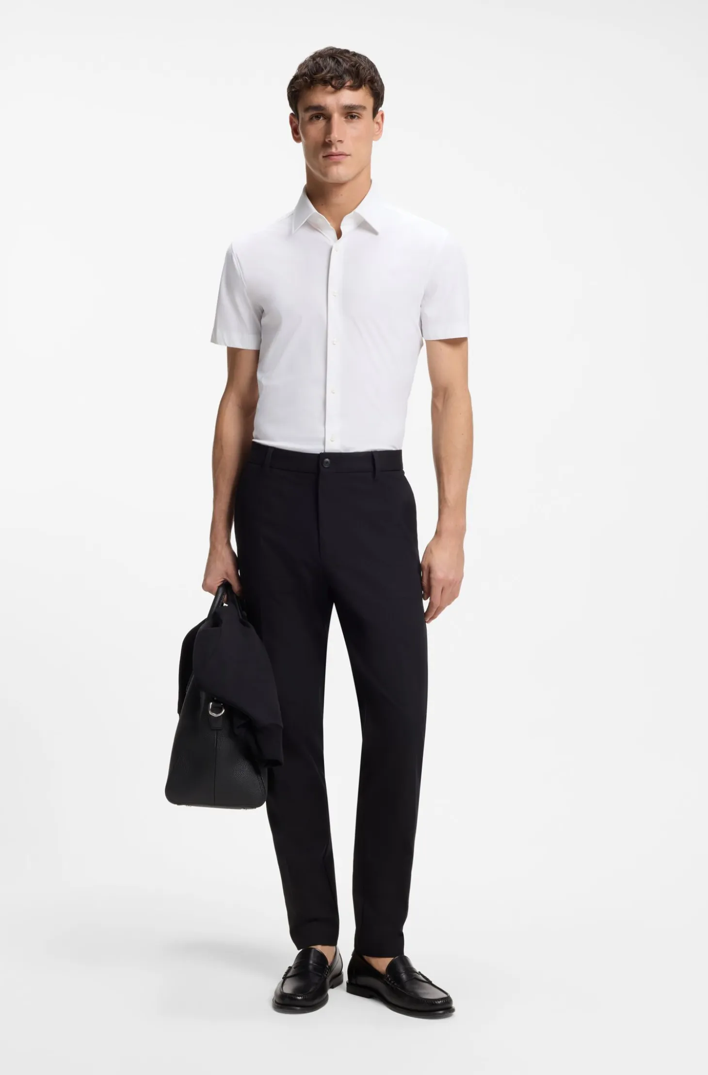 Slim-fit shirt in performance-stretch jersey