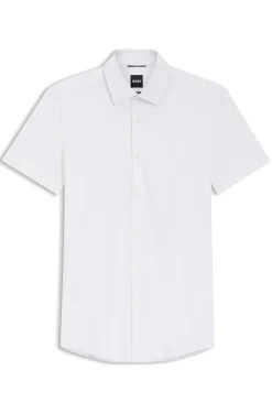 Slim-fit shirt in performance-stretch jersey